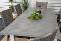 Albany eettafel 152/210 - wit alu / grijs aintwood + Anna eetstoel - grijs