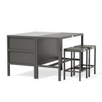 Umami module 2 met bartafel en 2 barkrukken, zwart/roestvrij