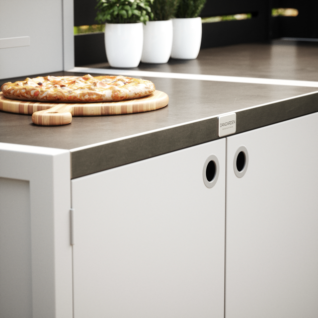 Speciale prijs UMAMI buitenkeuken module 1 + 2 inclusief hoes, wit / roestvrij