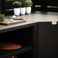 UMAMI buitenkeukenpakket, wastafelmodule, hoekmodule, module 3, zwart