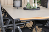 Texas eettafel 200*100 - zwart alu / teak / + Break 5:pos eetstoel - zwart