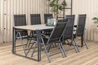 Texas eettafel 200*100 - zwart alu / teak / + Break 5:pos eetstoel - zwart