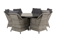 Volta eettafel ø150 - grijs + Vikelund armstoel met kussen - grijs