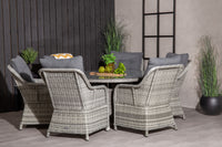 Volta eettafel ø150 - grijs + Vikelund armstoel met kussen - grijs