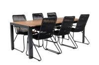 Bois eettafel 200*100 - zwart / acacia + Bois armstoel - zwart alu