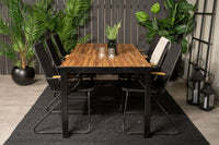 Bois eettafel 200*100 - zwart / acacia + Bois armstoel - zwart alu