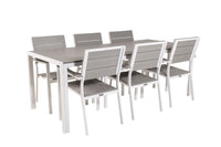 Break eettafel 205*90 - wit alu / grijs aintwood + Levels maststoel - wit / grijs