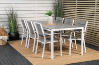 Break eettafel 205*90 - wit alu / grijs aintwood + Levels maststoel - wit / grijs