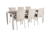 Break eettafel 205*90 - wit alu / grijs aintwood + Anna armstoel - wit