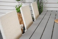 Break eettafel 205*90 - wit alu / grijs aintwood + Anna armstoel - wit