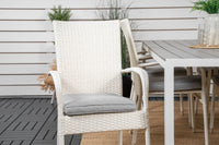 Break eettafel 205*90 - wit alu / grijs aintwood + Anna armstoel - wit