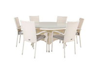 Volta eettafel ø150 - wit + Anna armstoel - wit