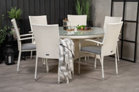 Volta eettafel ø150 - wit + Anna armstoel - wit