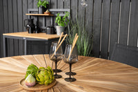 Mexico eettafel ø140 - zwart / teak + Santorini armstoel - zwart