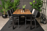 Houten eettafel 200*100 - zwart / acacia + Copacabana armstoel