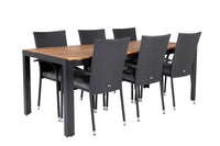 Houten eettafel 200*100 - zwart / acacia + Anna armstoel - zwart