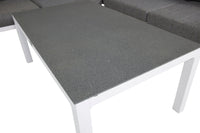 Copacabana hoekbank met salontafel - wit alu / grijs