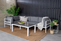 Copacabana hoekbank met salontafel - wit alu / grijs