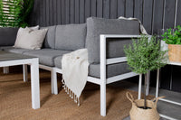 Copacabana hoekbank met salontafel - wit alu / grijs