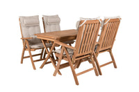 Kenya eettafel 120*70*H75 - teak + Kenya 5-positie eetstoel - teak