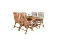 Kenya eettafel 120*70*H75 - teak + Kenya 5-positie eetstoel - teak