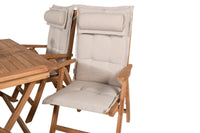 Kenya eettafel 120*70*H75 - teak + Kenya 5-positie eetstoel - teak