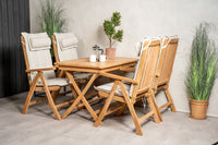 Kenya eettafel 120*70*H75 - teak + Kenya 5-positie eetstoel - teak