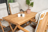 Kenya eettafel 120*70*H75 - teak + Kenya 5-positie eetstoel - teak