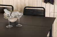 Modena eettafel 200*100 - zwart + Lindos eetstoel - zwart / alu / touw