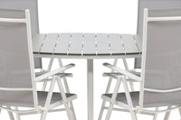 Break eettafel 150ø - wit / grijs / alu / aintwood + Break 5:pos eetstoel - wit / grijs