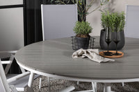 Break eettafel 150ø - wit / grijs / alu / aintwood + Break 5:pos eetstoel - wit / grijs