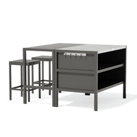 Umami module 2 met bartafel en 2 barkrukken, zwart/roestvrij