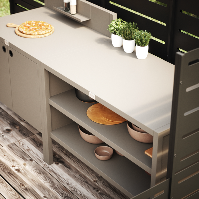 Speciale prijs UMAMI buitenkeuken module 1 + 2 inclusief hoes, beige