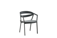 Slijtvaste eetstoel met kussen - zwart / grijs / aluminium