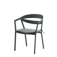 Slijtvaste eetstoel met kussen - zwart / grijs / aluminium