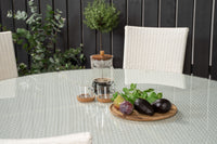 Volta eettafel ø150 - wit + Anna armstoel - wit