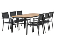 Holmbeck eettafel 200*95 - zwart / acacia + Copacabana eetstoel - zwart