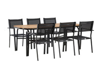 Holmbeck eettafel 200*95 - zwart / acacia + Copacabana eetstoel - zwart