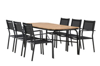 Holmbeck eettafel 200*95 - zwart / acacia + Copacabana eetstoel - zwart