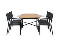 Holmbeck eettafel 200*95 - zwart / acacia + Copacabana eetstoel - zwart
