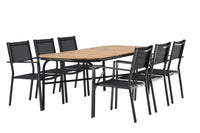 Holmbeck eettafel 200*95 - zwart / acacia + Copacabana eetstoel - zwart