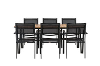 Holmbeck eettafel 200*95 - zwart / acacia + Copacabana eetstoel - zwart