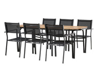 Holmbeck eettafel 200*95 - zwart / acacia + Copacabana eetstoel - zwart