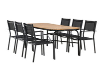 Holmbeck eettafel 200*95 - zwart / acacia + Copacabana eetstoel - zwart