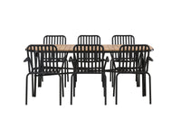 Holmbeck eettafel 200*95 - zwart / acacia + Peking eetstoel - zwart / alu