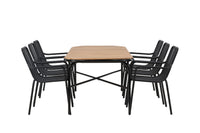 Holmbeck eettafel 200*95 - zwart / acacia + Peking eetstoel - zwart / alu