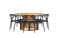 Tucumán eettafel ø120 - acacia + Stina eetstoel - zwart / alu