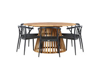 Tucumán eettafel ø120 - acacia + Stina eetstoel - zwart / alu