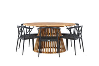 Tucumán eettafel ø120 - acacia + Stina eetstoel - zwart / alu