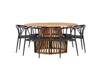 Tucumán eettafel ø120 - acacia + Stina eetstoel - zwart / alu